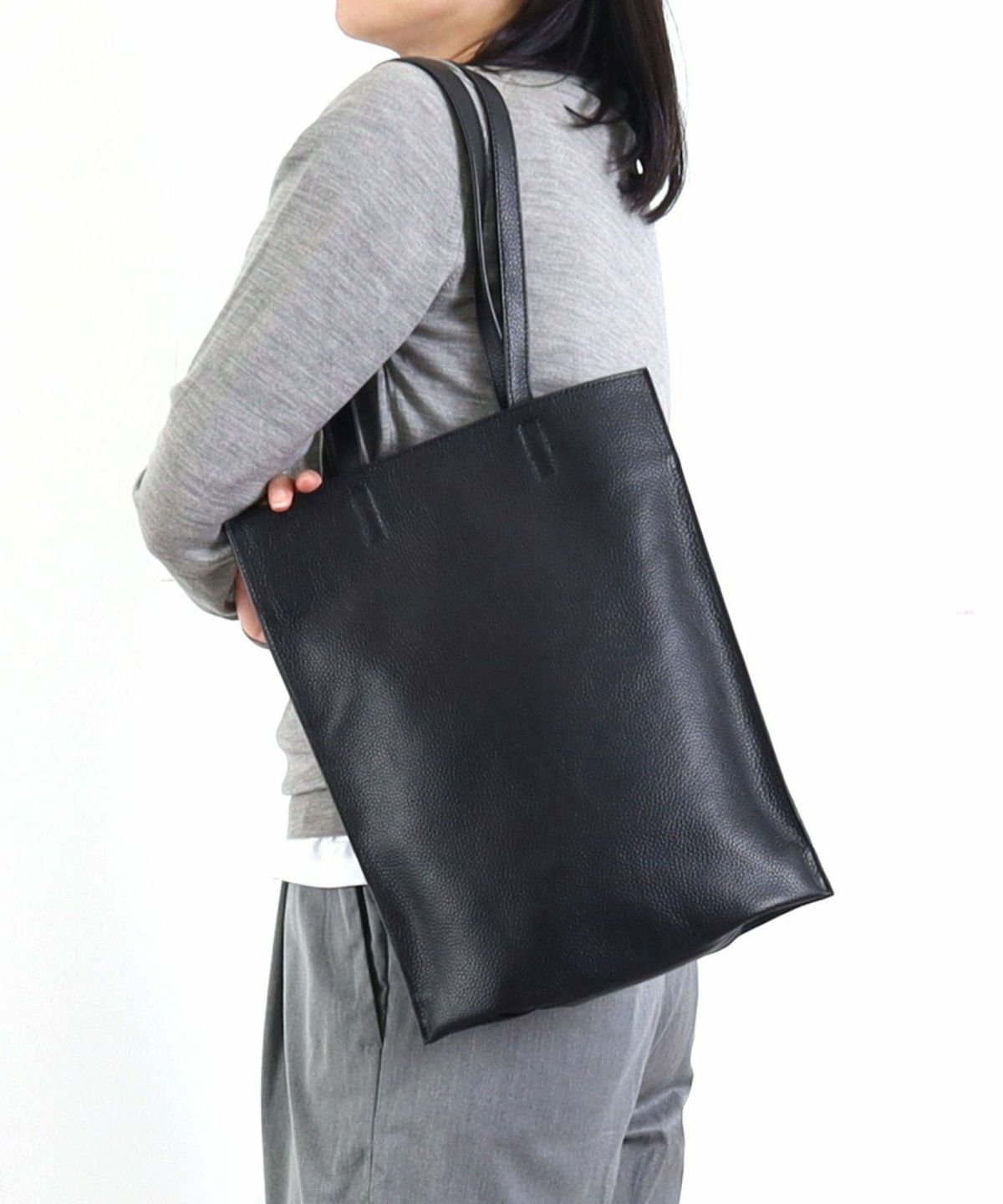 【COO SPECIAL WEEK】 收縮皮革 Simple Flat Tote Bag / A4 Compatible